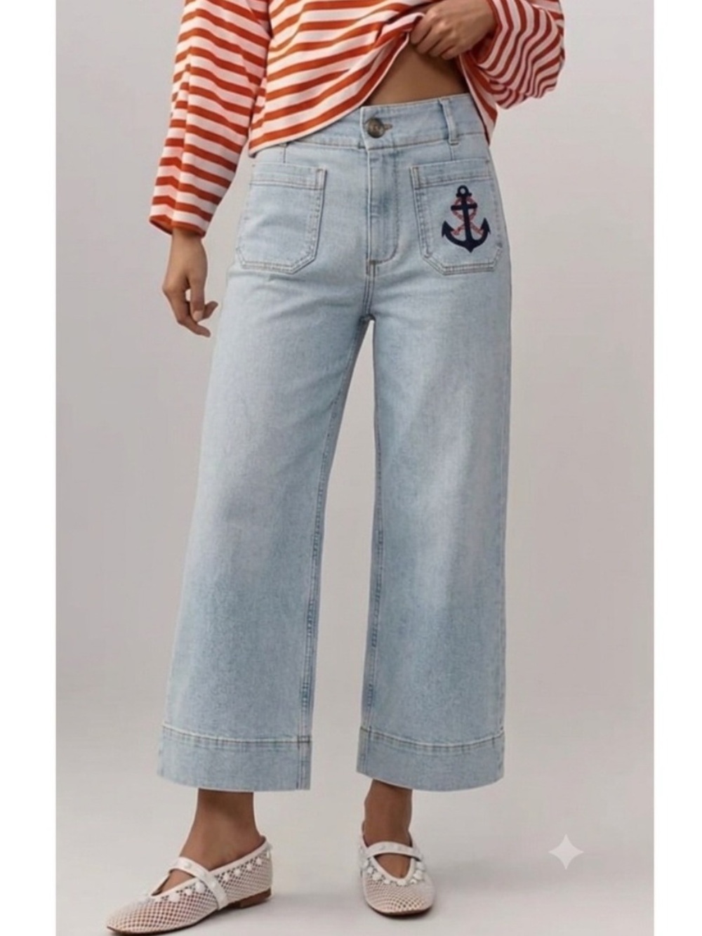 Anthropologie Colette Full Length Light Wash Anchor Jeans Size 27 NWT